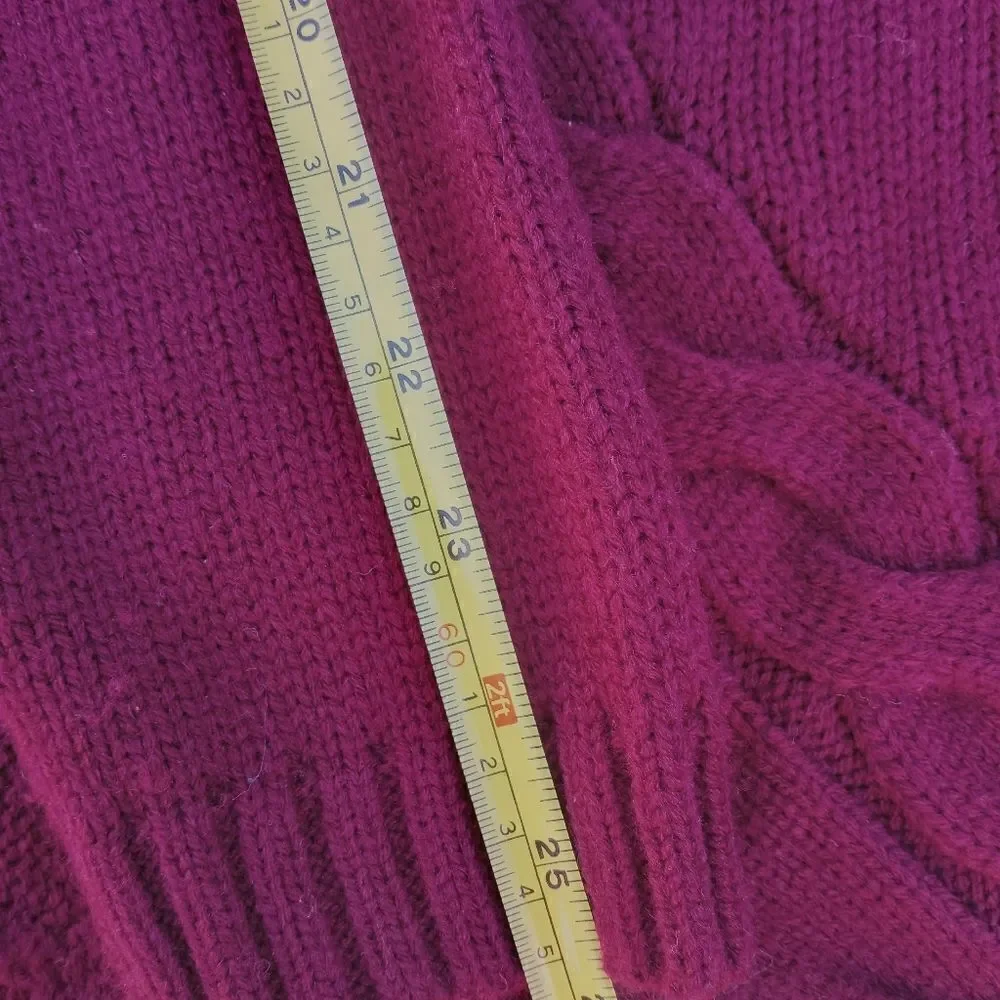 CROFT & BARROW L Knitted Burgundy Open Front Raglan Long Sleeve Cardigan Sweater